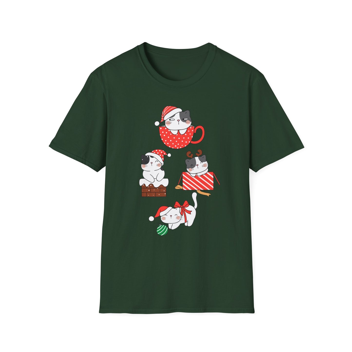 Cat T-shirt for Christmas presents for Cat Lady gifts for Cat Lover Tshirts for Women Christmas T Shirt for Holiday party Shirts for Her