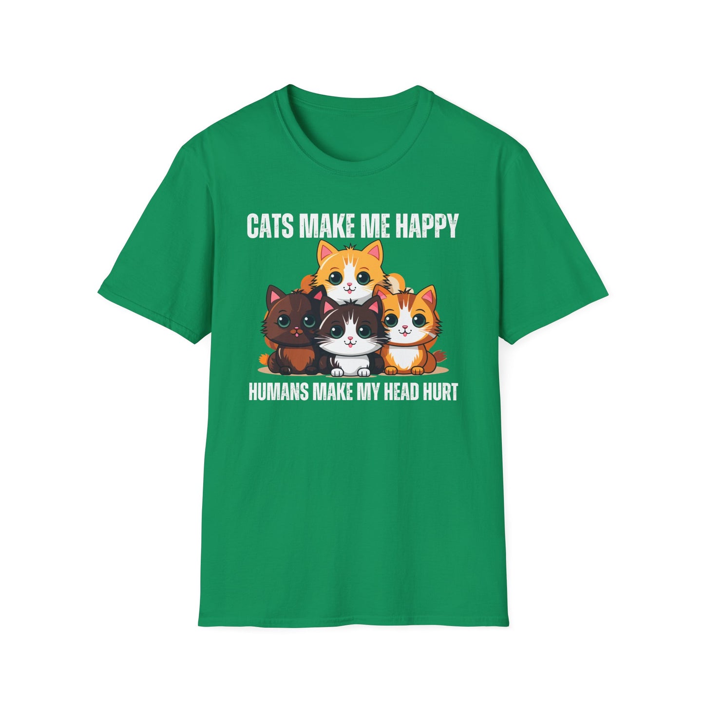 Funny Kitten Shirt for Cat Lover gift for Cat Mom T Shirts Cute Kitty T-shirt for Cat Addict gifts Cats Make Me Happy Humans Make My Head Hurt