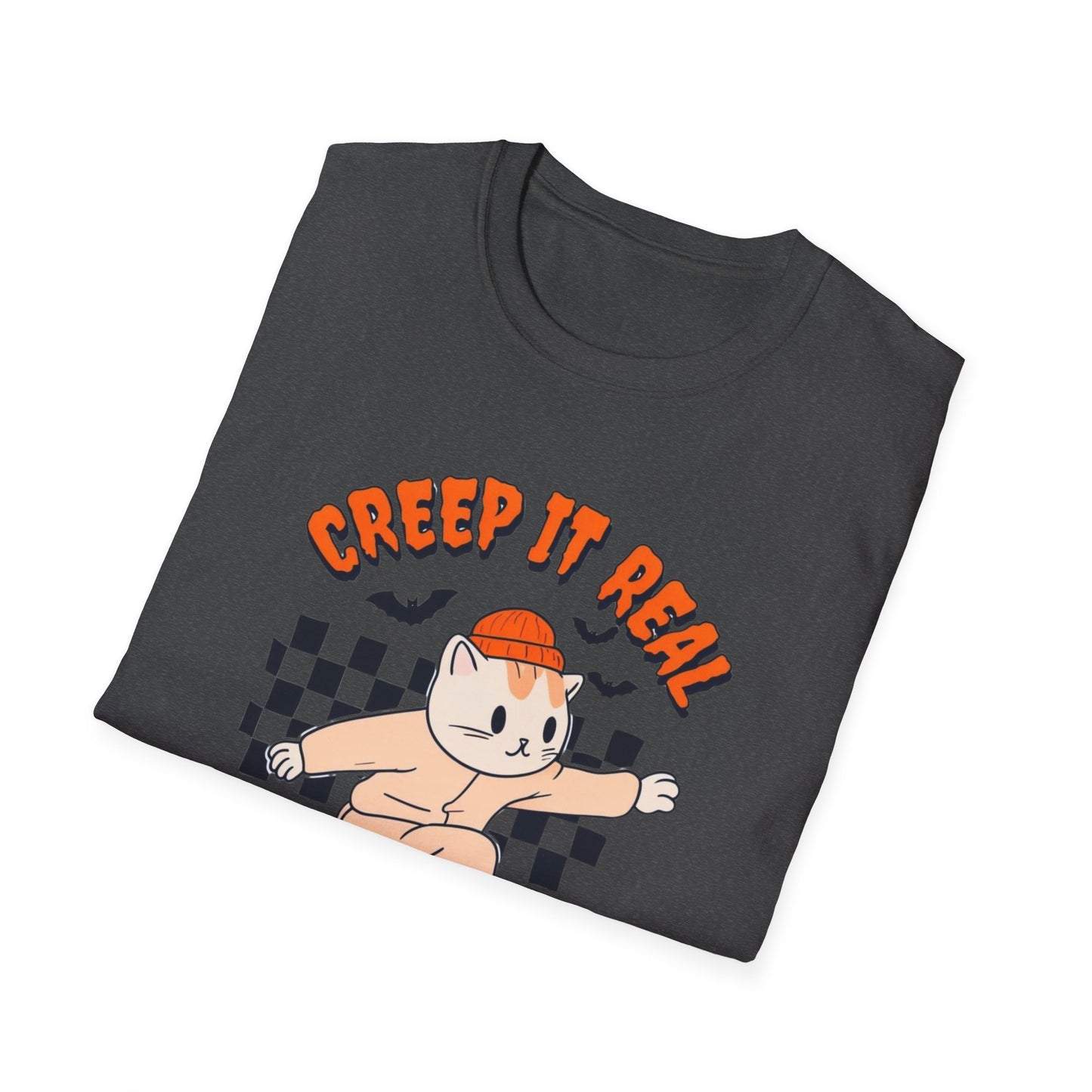 Creep It Real Tshirt Halloween T-shirt Ghost Skateboarding Shirt Halloween T Shirt for Skater gift for Cat Lover gifts Cat Halloween T-shirt