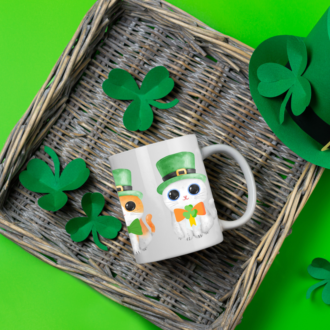 Funny Cat Mug for St Patricks Day Gift for Cat Lover gifts Cat Mug for Her Cute Cat Mug for Coffee Lover gifts for Cat Mom