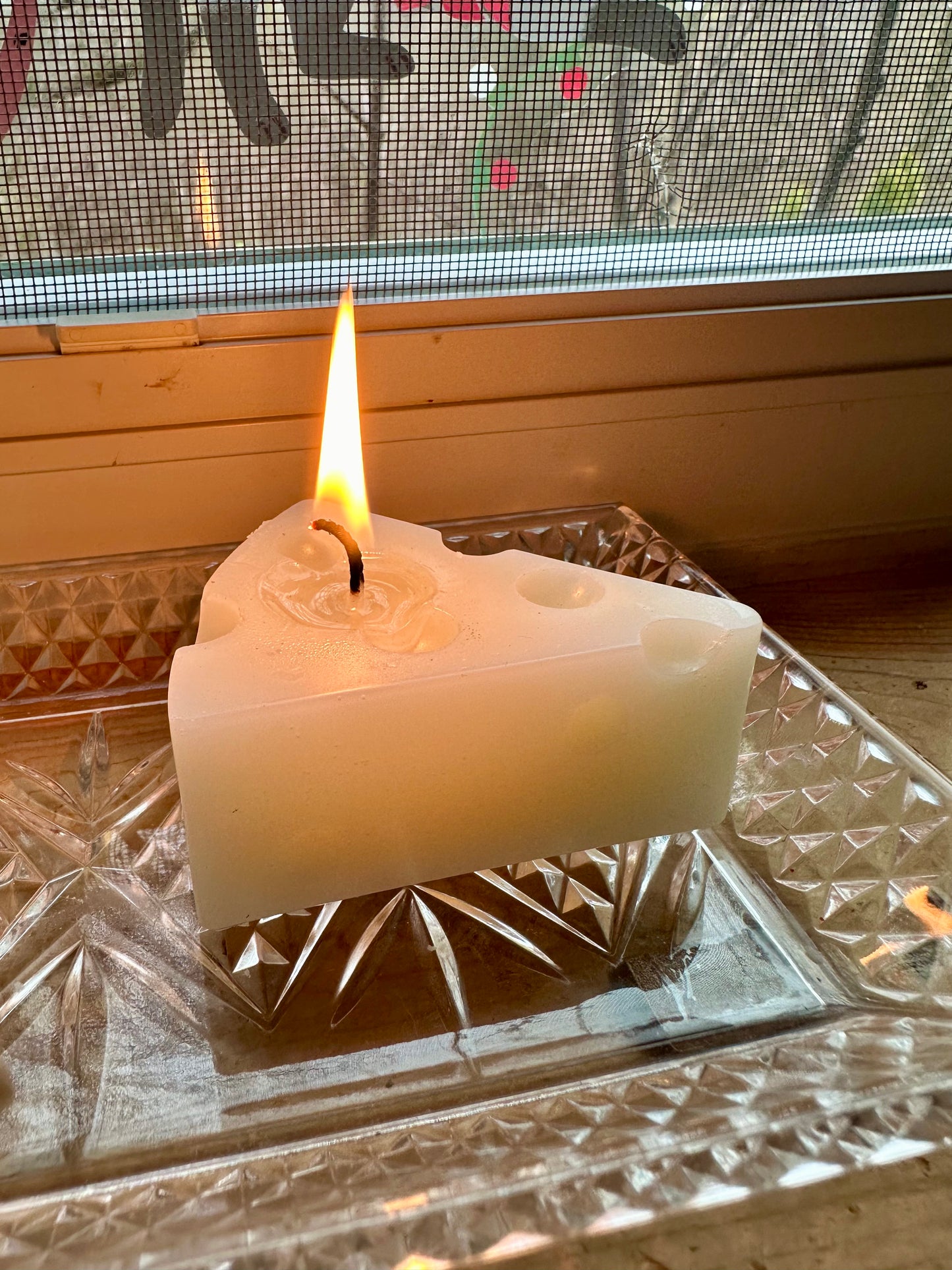 Cheese Shaped Candle All Natural Beeswax & Tallow Candles! Food Shape Candles Scented with Essential Oils for Cheese Lover gift for Cheesy