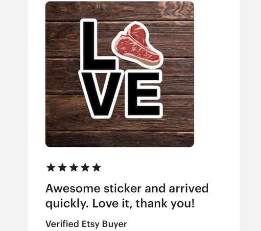 Steak Lover stickers I LOVE STEAK sticker for I heart Meat Lover gift Funny Meat Stickers For Carnivore gifts for Grilling
