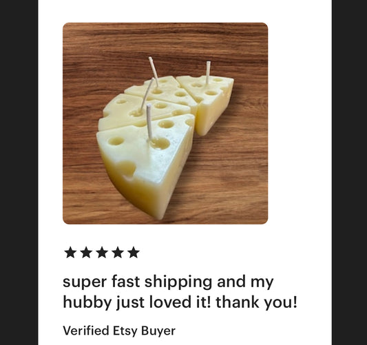 Cheese Shaped Candle All Natural Beeswax & Tallow Candles! Food Shape Candles Scented with Essential Oils for Cheese Lover gift for Cheesy