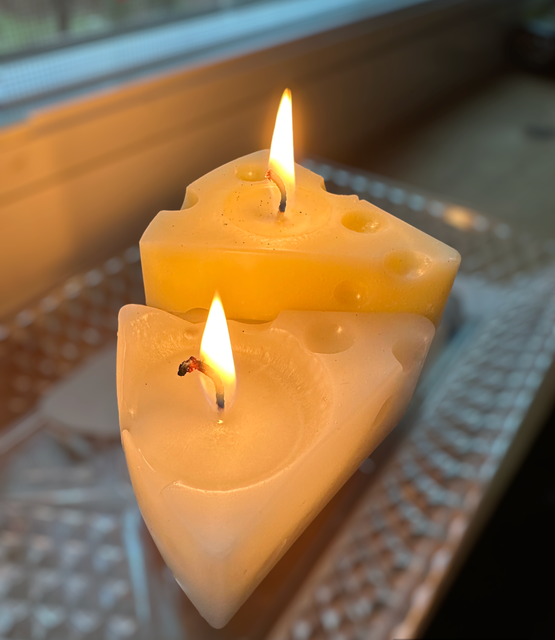 Cheese Shaped Candle All Natural Beeswax & Tallow Candles! Food Shape Candles Scented with Essential Oils for Cheese Lover gift for Cheesy
