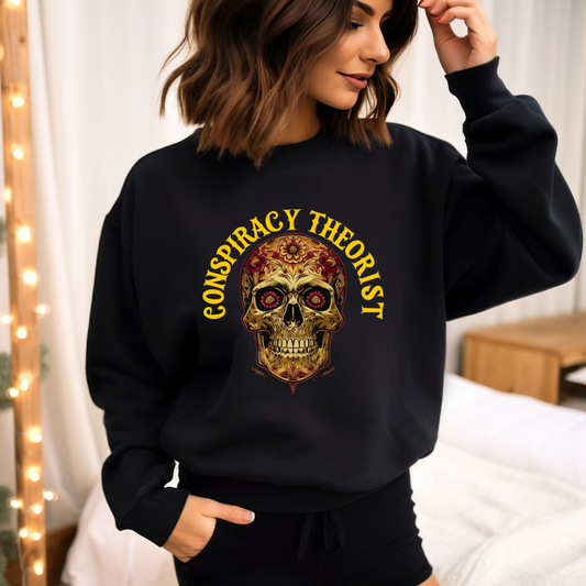 Conspiracy Theorist Sweatshirt for Funny Sweatshirts forConspiracy Theorists gifts for Christmas present for Friend gift Skull Sweater