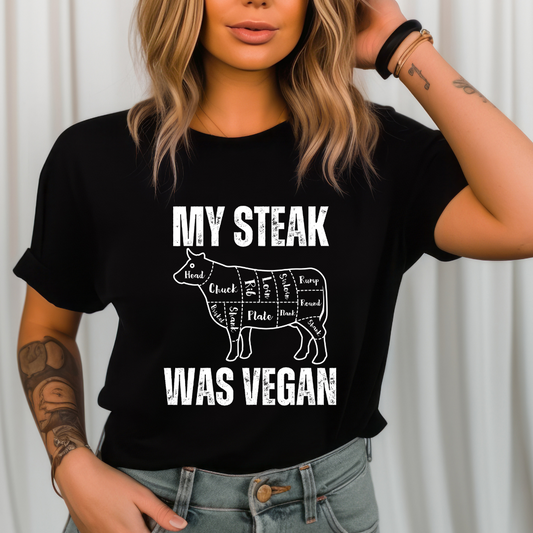 Funny Carnivore Shirt My Steak Was Vegan T-shirt Funny Food Pun tshirt for Foodie gifts for Meat Lover gifts for BBQ Lover T Shirts Barbecue