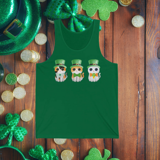 Cute Cat St Patricks Day Tank Top Funny Cat Tank Top Cute Cat Top gift for Cat mom gift for Cat Lover Funny Gym Tank Tops