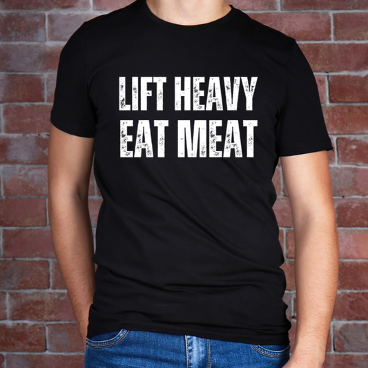 Workout Shirt for Gym Lover gift Fitness T Shirt for Powerlifting gift for Carnivore gift for Meat Lover shirt Lift Heavy Eat Meat T-shirt