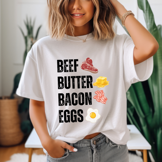 Carnivore Diet T-shirt Beef Butter Bacon Eggs T-shirt for Carnivore gift for Meat Lover BBBE T Shirt Food Shirt for Keto Diet Ketovore
