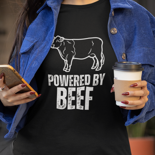 Funny T-shirt Beef T-shirt for Meat Lover gift Carnivore Shirt for Carnivore gift POWERED BY BEEF T Shirt