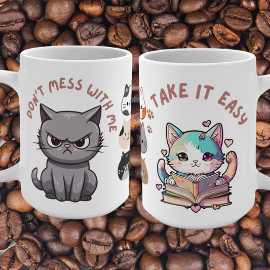 Funny Cat Mug for Cat Lover gift for Her, Don't Mess With Me! Take It Easy Coffee Mug for Cat Mom gift Cute Cat Mugs