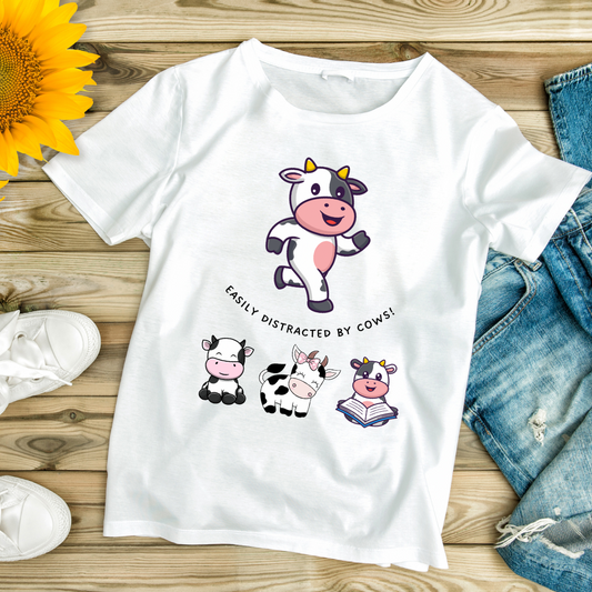 Easily Distracted By Cows Shirts Funny Cow T-shirt for Cow Lovers Cute Cow T Shirt for Cow Lover gift Beef Lover Shirt