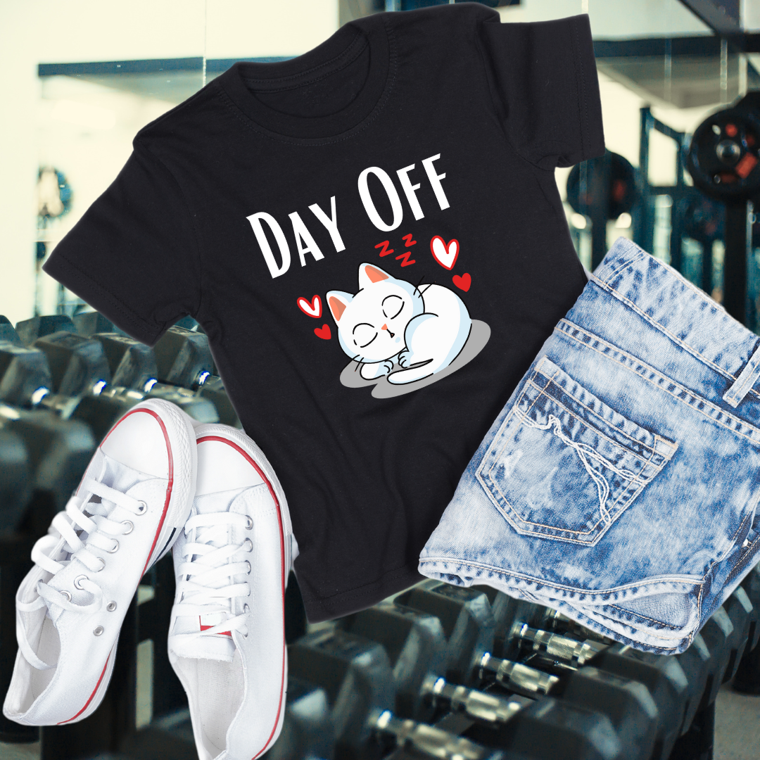 Cute Kitty Cat T-shirt for Cat Lover gift for Cat Mom gift for Her - DAY OFF Shirt - Cat Sleeping T Shirt Tired Worm out Shirt