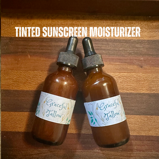 Tinted Sunscreen Oil Foundation Tinted Moisturizer Tallow Emu Oil Moisturizing Facical Oil All Natural Makeup Mineral Sunscreen 2oz Bottle