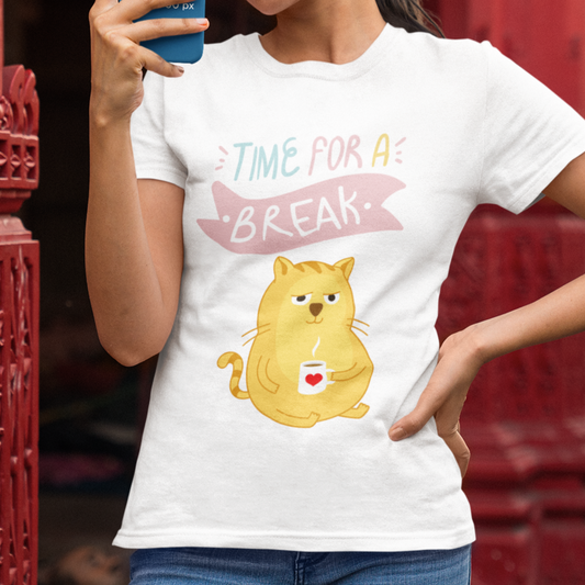 Funny Cat Shirt for Funny gift for Cat Lover T-shirt TIME for a BREAK T shirt Cat gift Cute Cats Shirts Funny Cat Tee for Coffee Lover gift