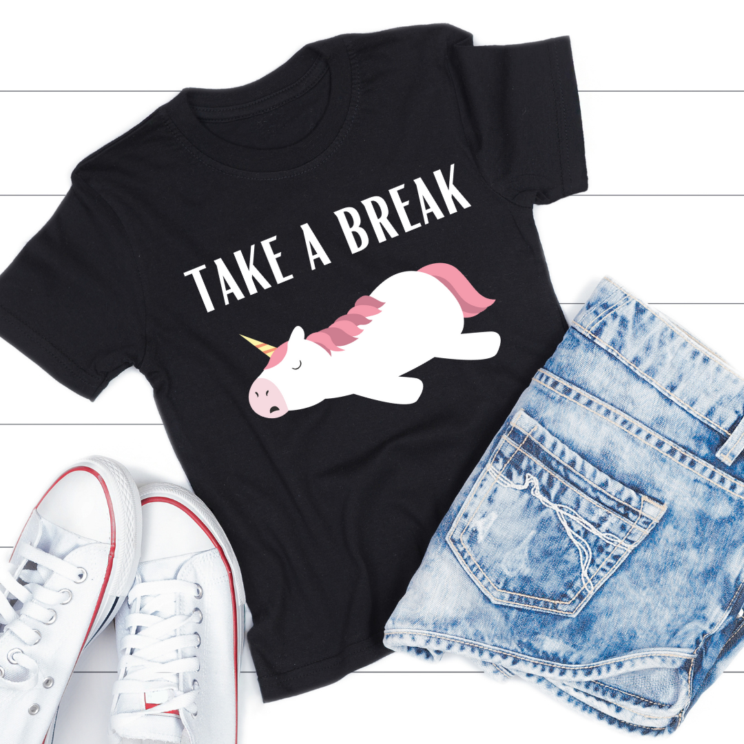 Sleeping Unicorn T-shirt for Unicorn Lover gift for Girlfriend gifts for Her - Funny Unicorn T shirt - Take a Break - lazy day t-shirt
